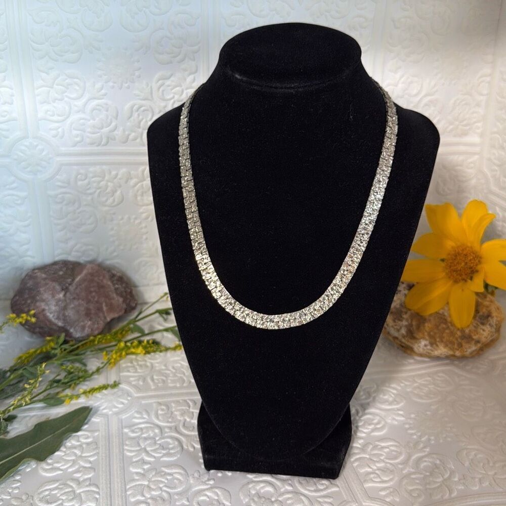 Vintage Cleopatra Silver Tone Nugget Collar Chain‎ Necklace 17.5”